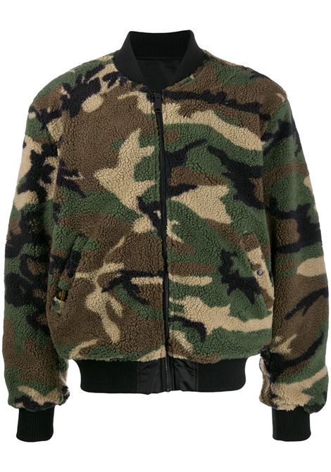 Green camouflage faux-shearling bomber jacket - men  ALPHA INDUSTRIES | 19810603